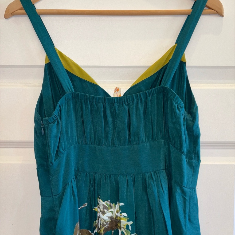 Anthropologie Maeve Impressionist Dress 6 Green Artsy Floral Whimsigoth Feminine - Picture 7 of 9